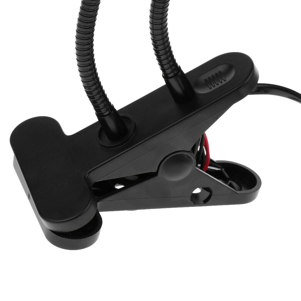 UK Plug E27 2-head Clip on Reading Light Base Desk Reading Lamps Socket Black