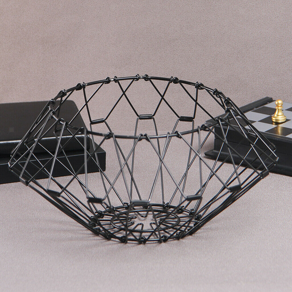 Iron Black Folding Storage Basket Snack Multi-shaped Durable Retractable