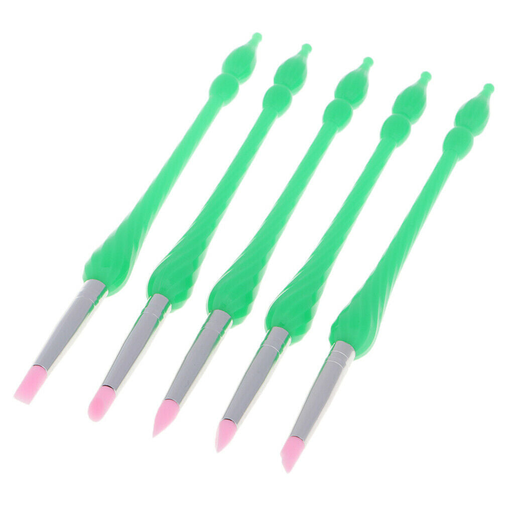 5pcs Professional Nail Art Brush UV Gel Polish Drawing Liner Painting Pen Green