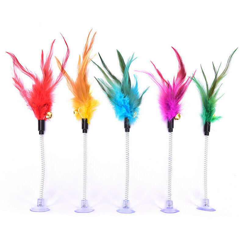Feather  Cat Toys Feather Funny Cat Shape False Products Bottom Sucker Elastic