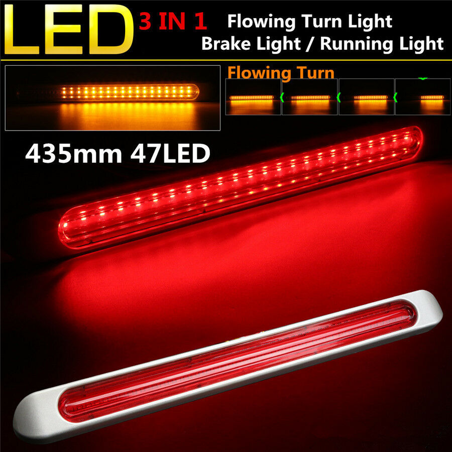 17" Dual Color 47 LED Flowing Turn Light Car Brake Light Bar Tail Warning Light