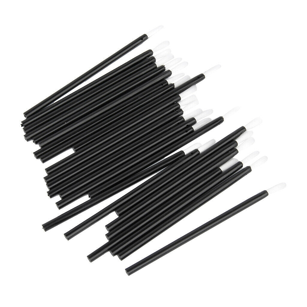 50x Black Disposable Nylon Makeup Lipstick Brushes Wands Kit for Travel