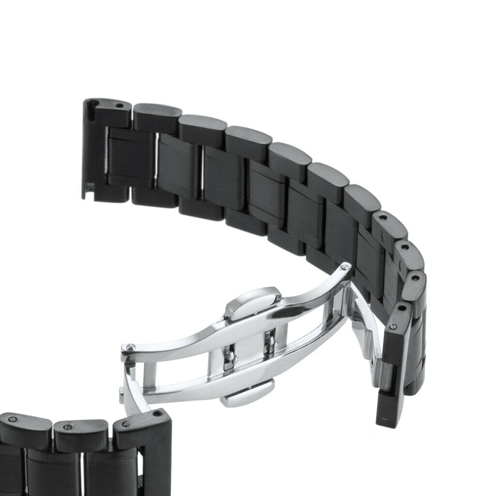 Stainless Steel Wristband Butterfly Closure For   Honor S1 Watch Black