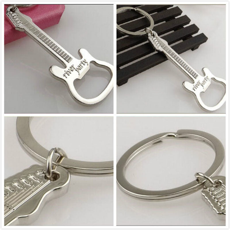 Guitar Bottle Opener Ring Keyring Chain Metal Bar Wine Beer Cap Hang Tool.l8