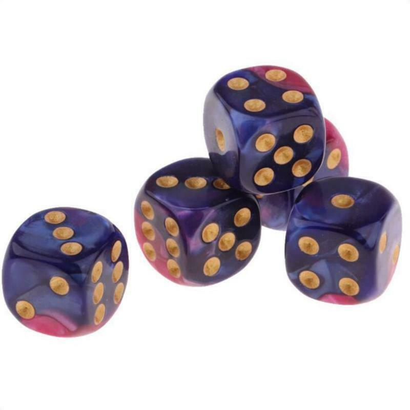 5Pcs 16mm 6 Sided Color Acrylic Dots Cubes Round Corner Kid Toys Digital Dice