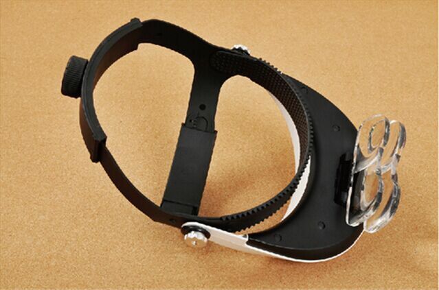 Headlamp Head-Mounted 2 LED Lamp Light Jeweler Reading Magnifying Glass Loupe