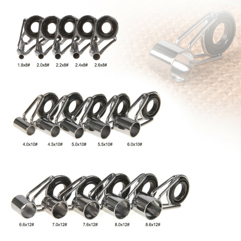 75pcs Fishing Rod Guides Tip Rings Set Rod Repair Kit DIY Eye Rings with Box