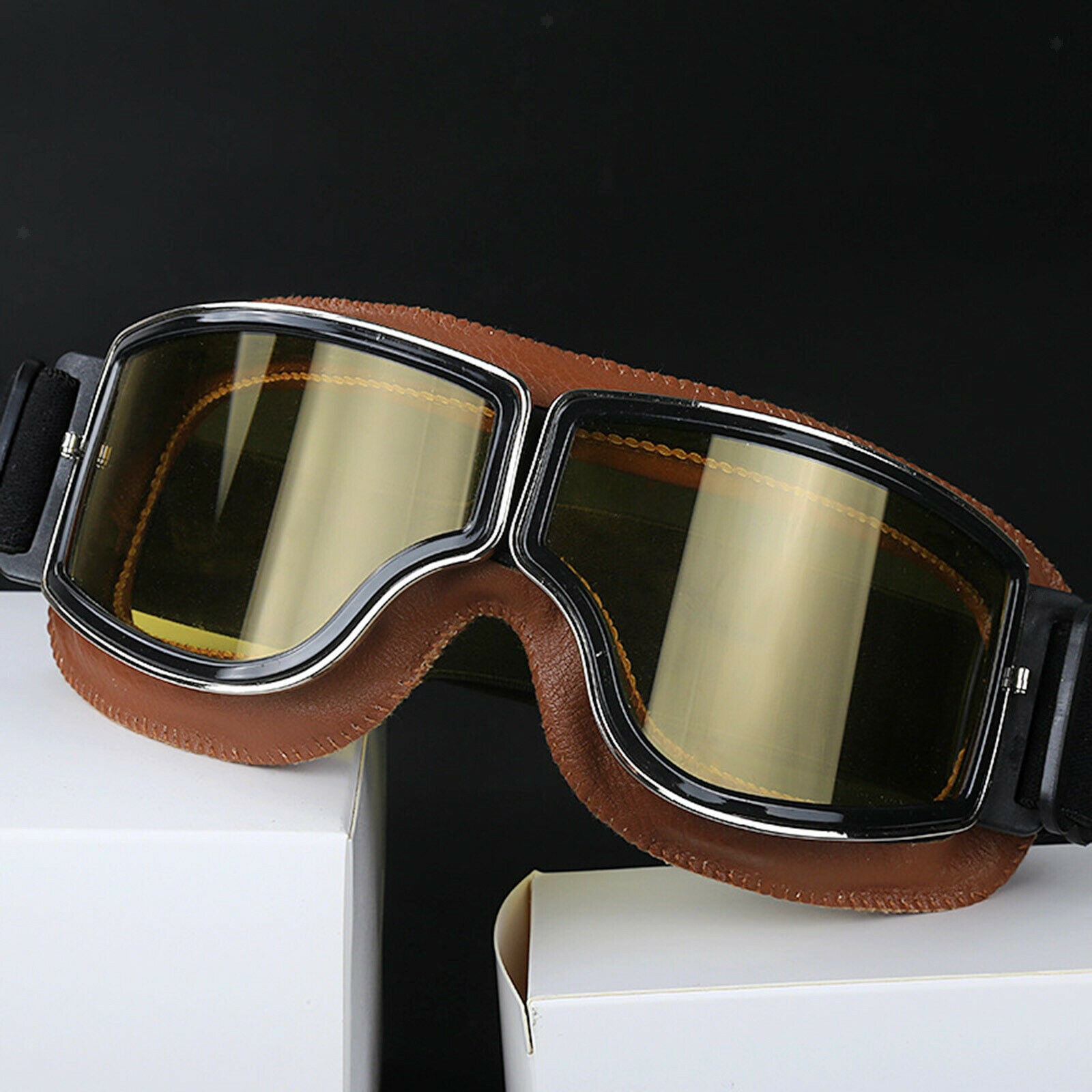 Snow Goggles Ski Snowboarding Wind Proof UV Protective Glasses Brown Frame