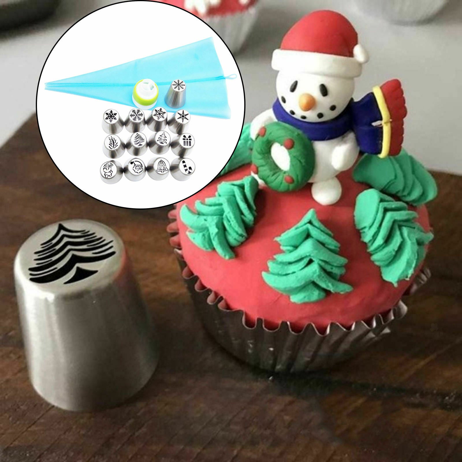 Set of 15 Stainless Steel Icing Piping Nozzle Pastry Cake Xmas Flower Mouth