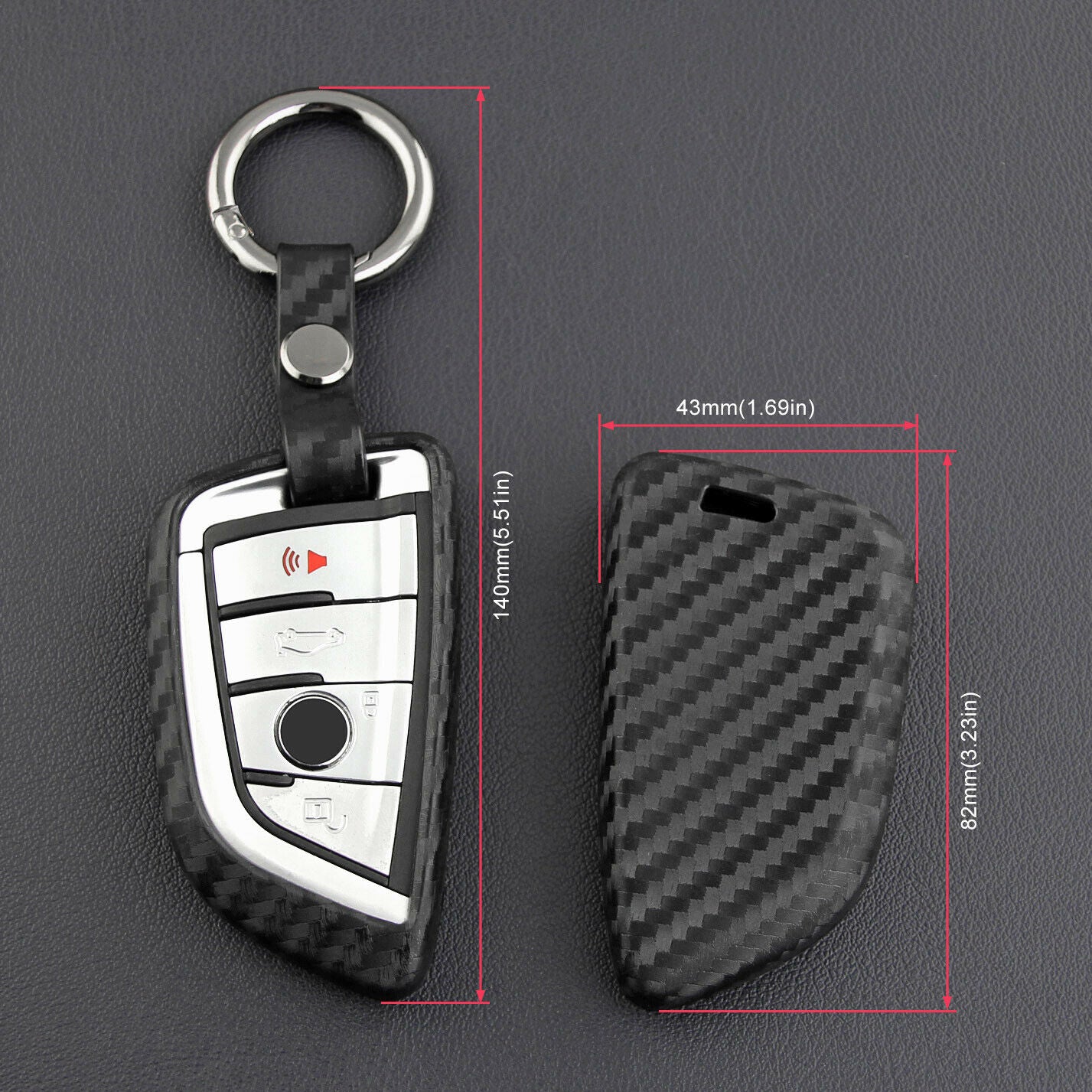 Cover Case Ring Carbon Fiber Key Fob Chain Cover For BMW X1 X2 X3 X4 X5 X6 X7