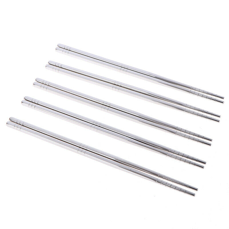 5 Pairs/Set Chinese Metal Chopsticks Non-Slip Stainless Steel Chop Stic.l8