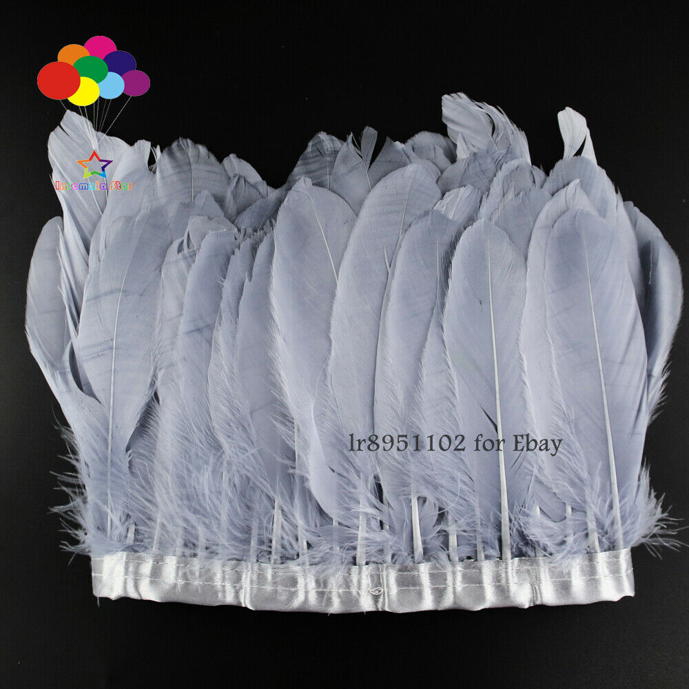 Bleached Snow Light Grey Goose Pallet Parried Feathers Trim Craft Wedding Dress