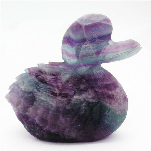 67x61x28mm Natural Rainbow Fluorite Carved Duck Decoration Statue Decor HH7917