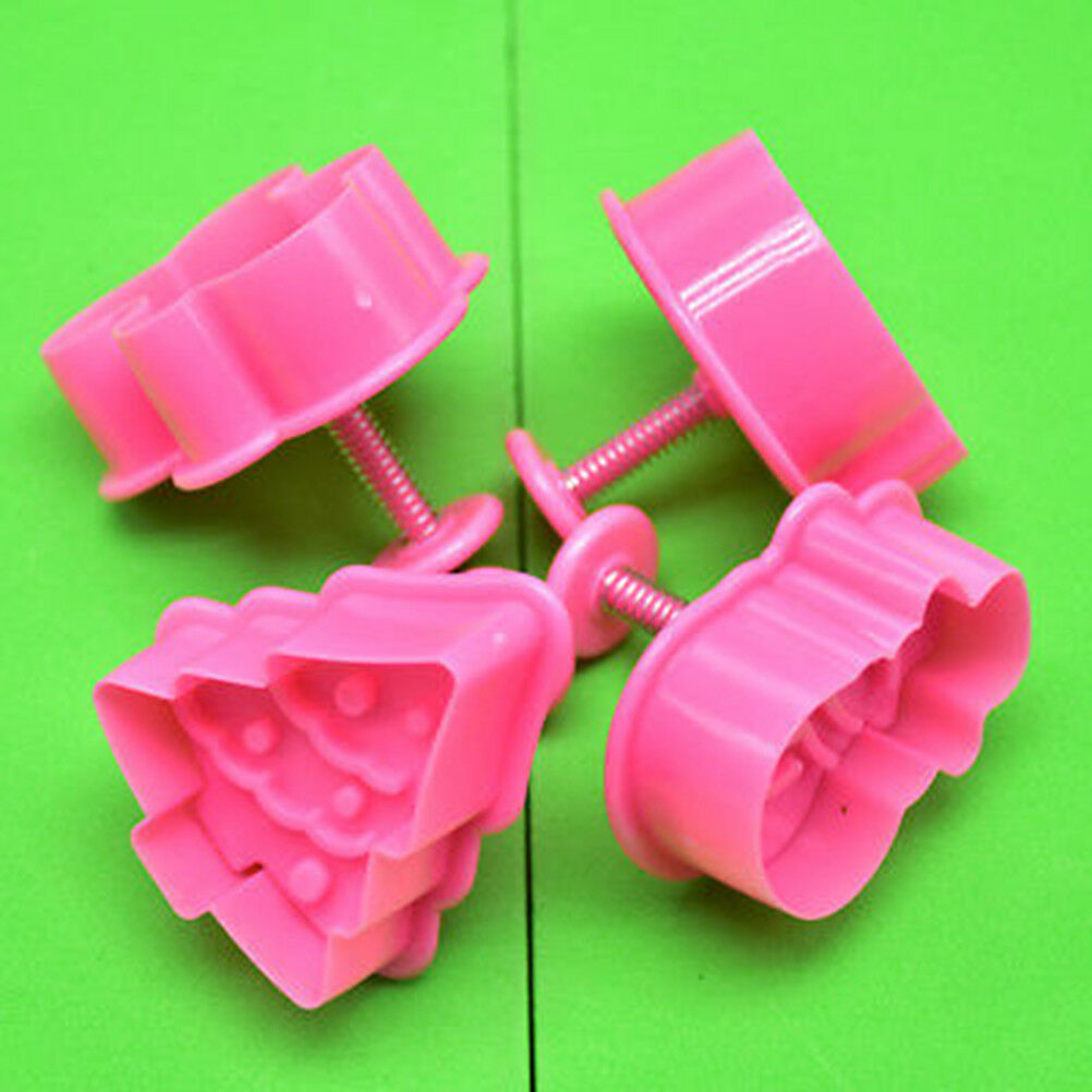 4pcs christmas cookie biscuit plunger cutter mould fondant cake mold bakin.l8