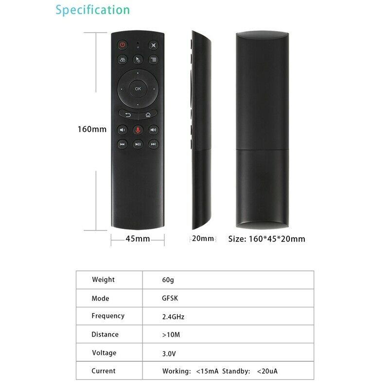 Remote Control Air Mouse Gyro Voice Search Smart Remote Control TV IR LearningQ1