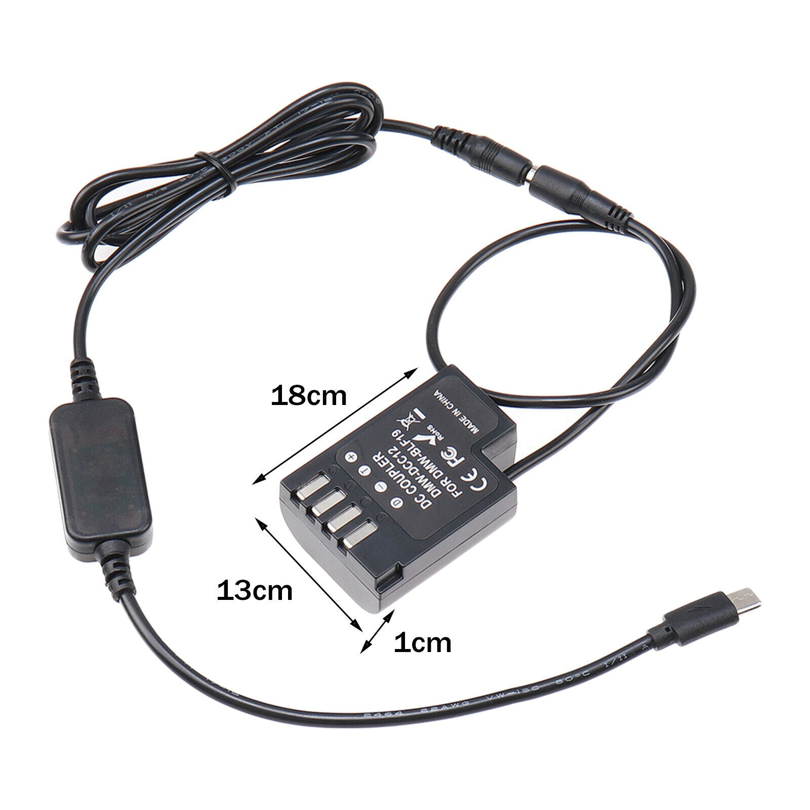 Type-C to DMW-BLF19 DCC12 DC Coupler BLF19E Dummy Battery Cable GH3 GH4 GH5