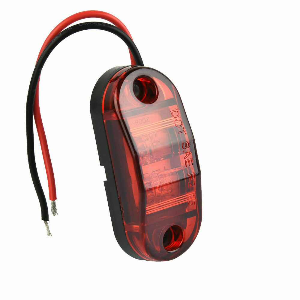 Red LED 2.6" 2 Diode Light Oval Clearance Trailer Car Truck SUV Side Marker Lamp