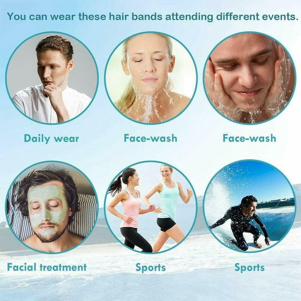 6PCS Metal Hair Headband Wave Style Hoop Band Comb Sport Hairband for Men Women