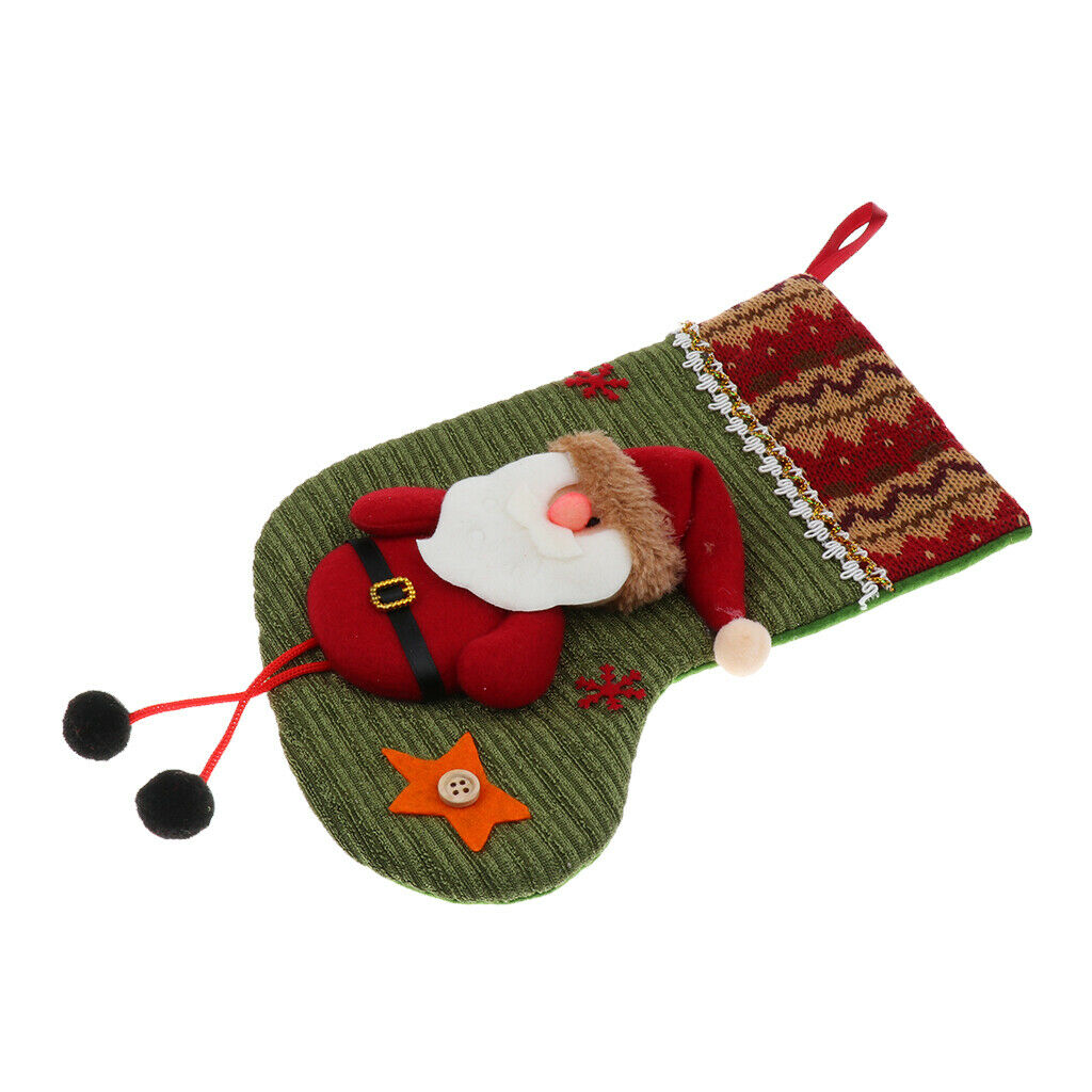 Santa Claus Pattern Christmas Stocking Sock Xmas Holiday Decoration Gift