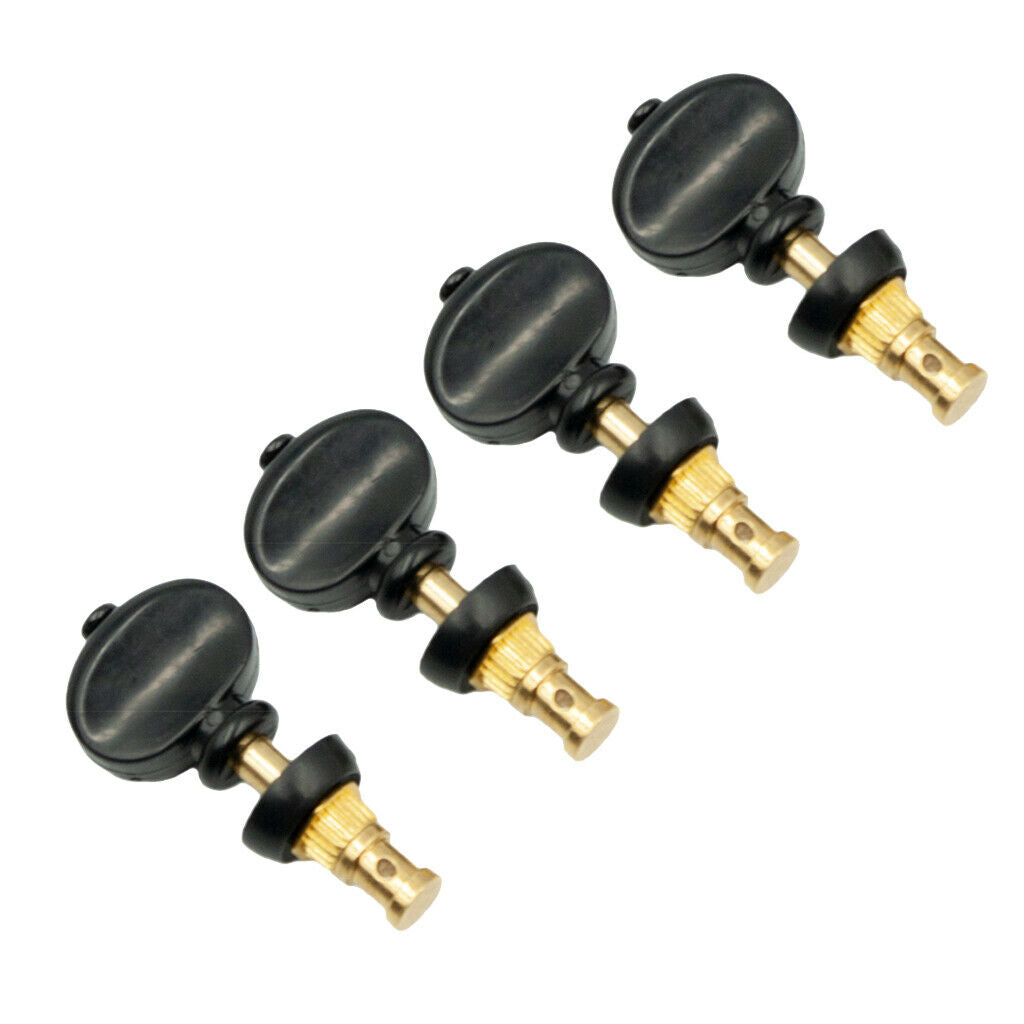 4 Pieces Straight Ukulele Strings Tuning Pegs Pin Machines Tuners Black+Golden