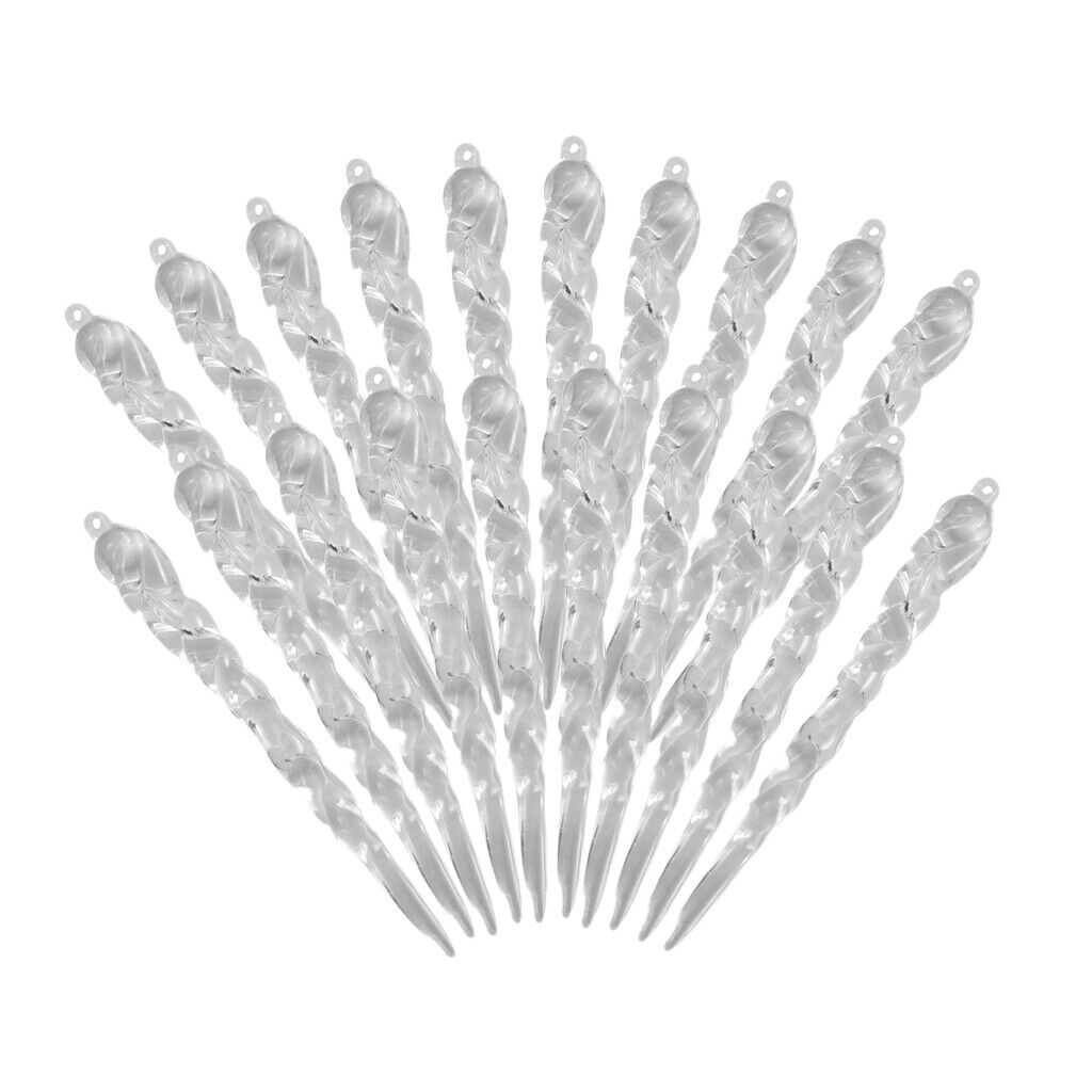 20Pieces Clear Acrylic Icicle Pendants Christmas Ornaments Icicle Decorations