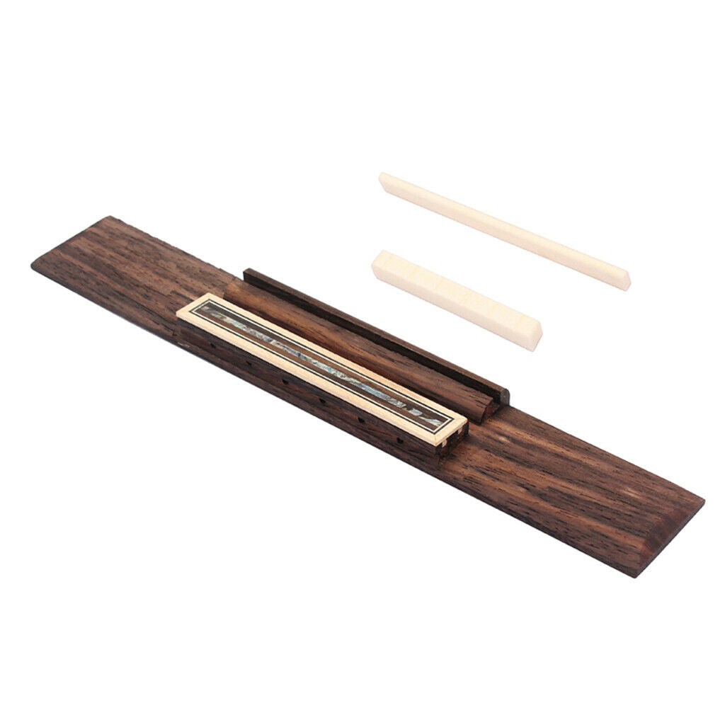 6 String Rosewood Guitar Bridge w/ Bone Saddle Nut for Classical Guitar Accs
