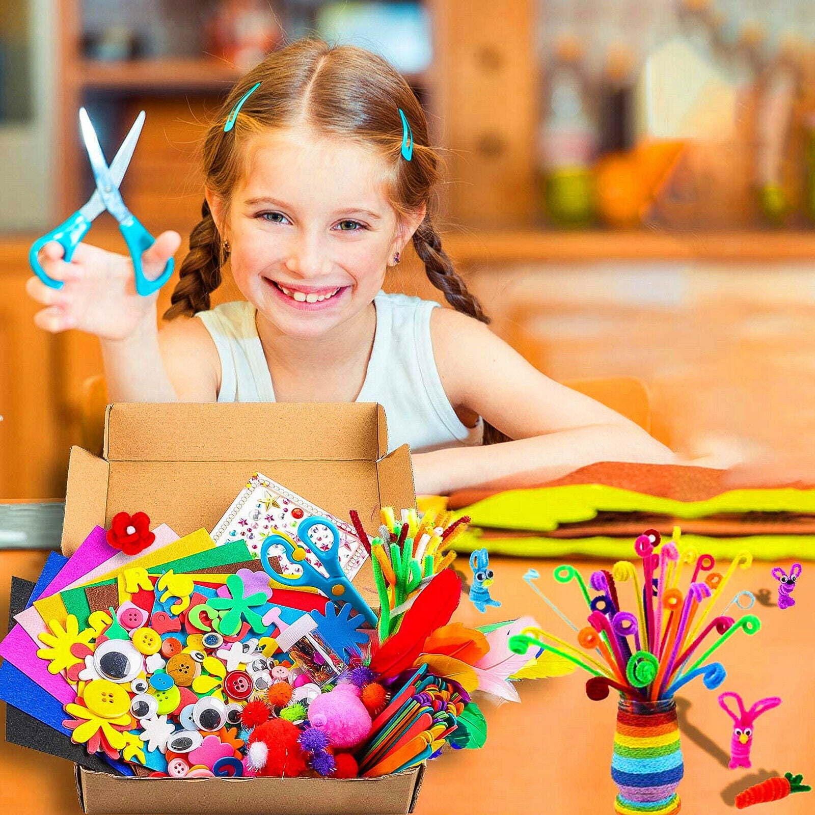 DIY Arts & Craft Set Colorful Feathers for Boys Girls Toddlers Ages 6 7 8