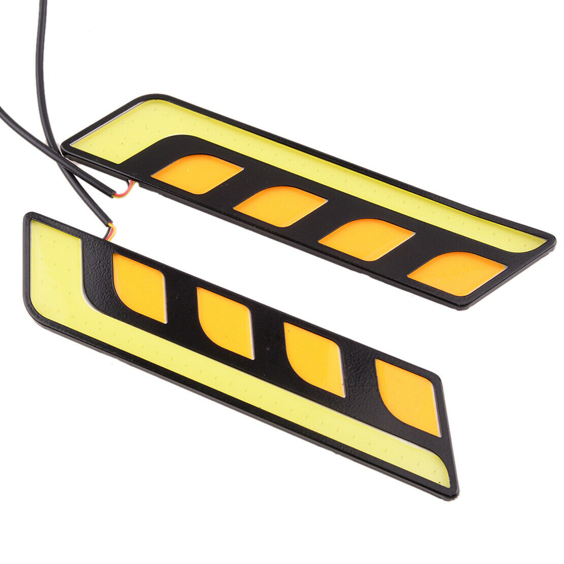 2Pcs White & Amber COB LED Car DRL Daytime Running Light Fog Driving Signal Lamp