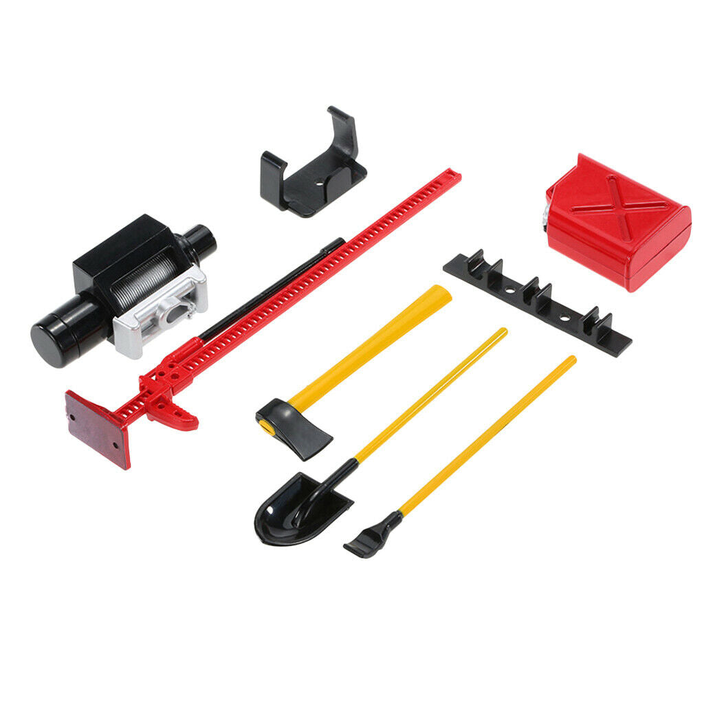 1/10 RC Crawler Car Roof Rack Cool Decor Accessories Tools Set red+yellow