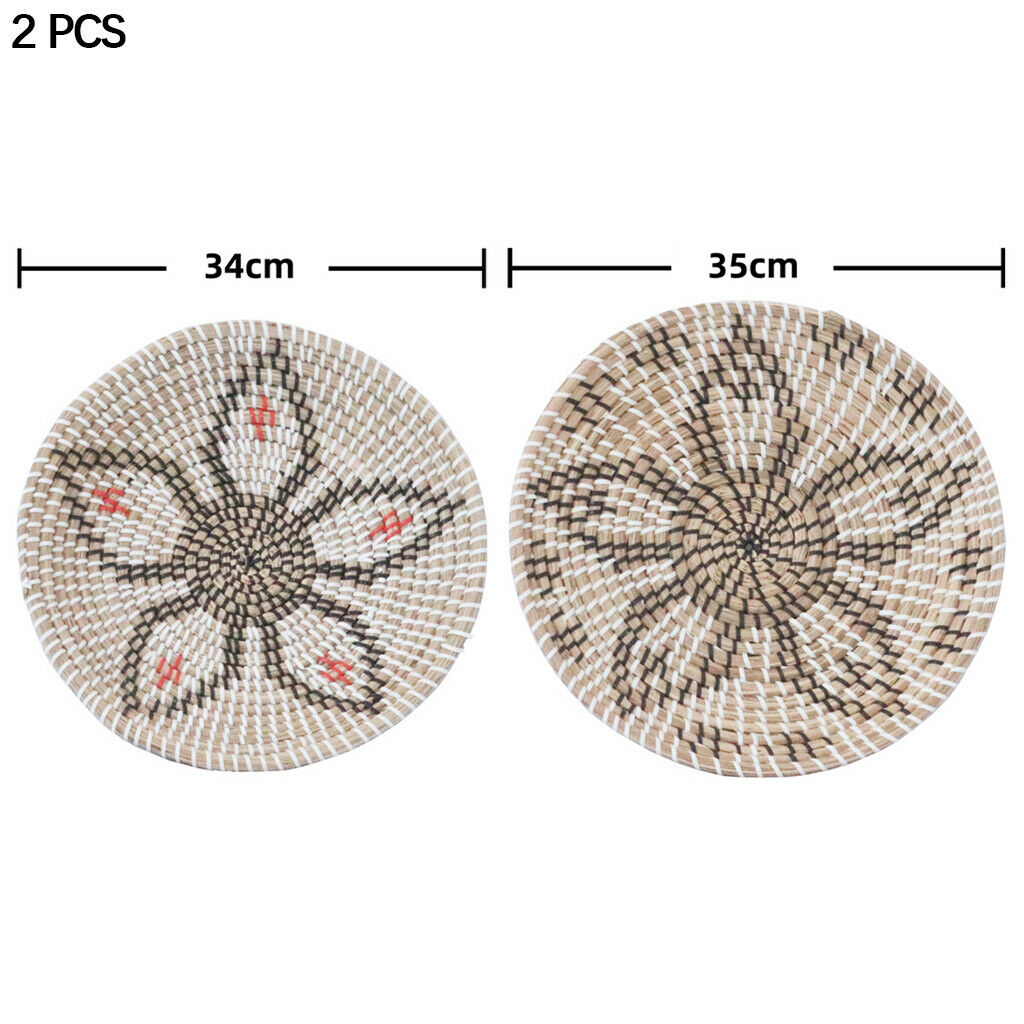 Wicker Wall Basket Decor Rattan Decor Round Serving Platter for Home Decor