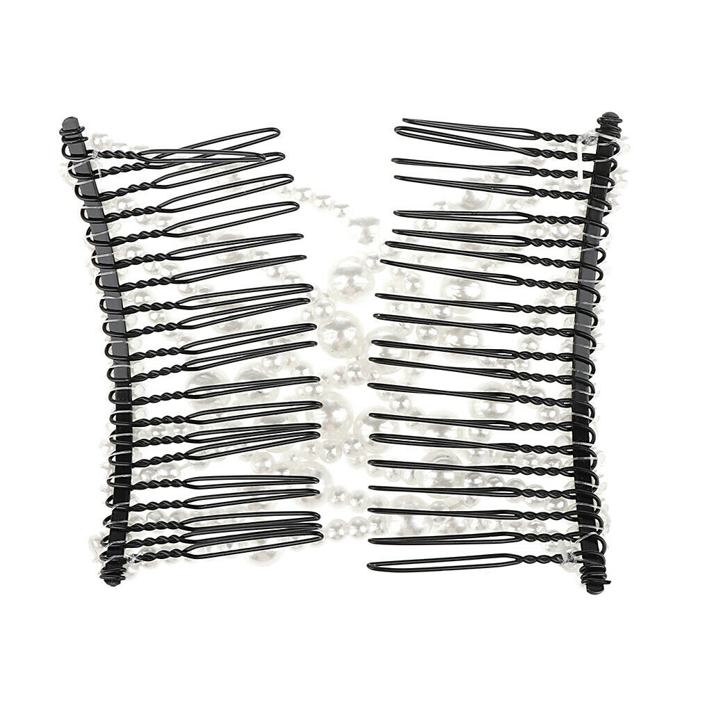 2pcs Elastic Double Slide Hair Combs Clips Hair Holder Women Hairstying Tool
