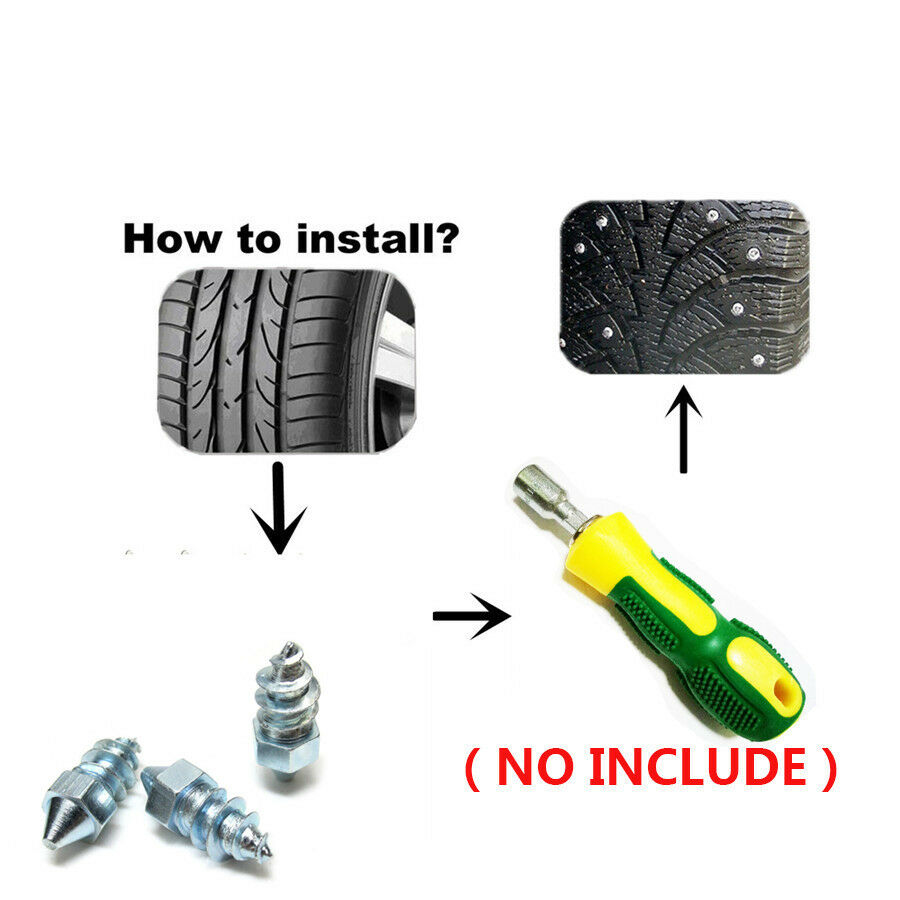 50Pcs Steel Winter Car Wheel Tire Snow Nail Spike Anti-Slip Screws Studs 20.5mm