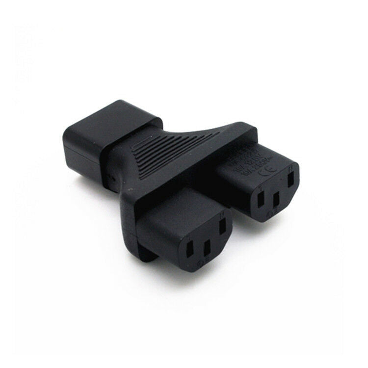 1PCS IEC320 C14 to 2 US NEMA 5-15R Adapter Durable construction Receptacle Black