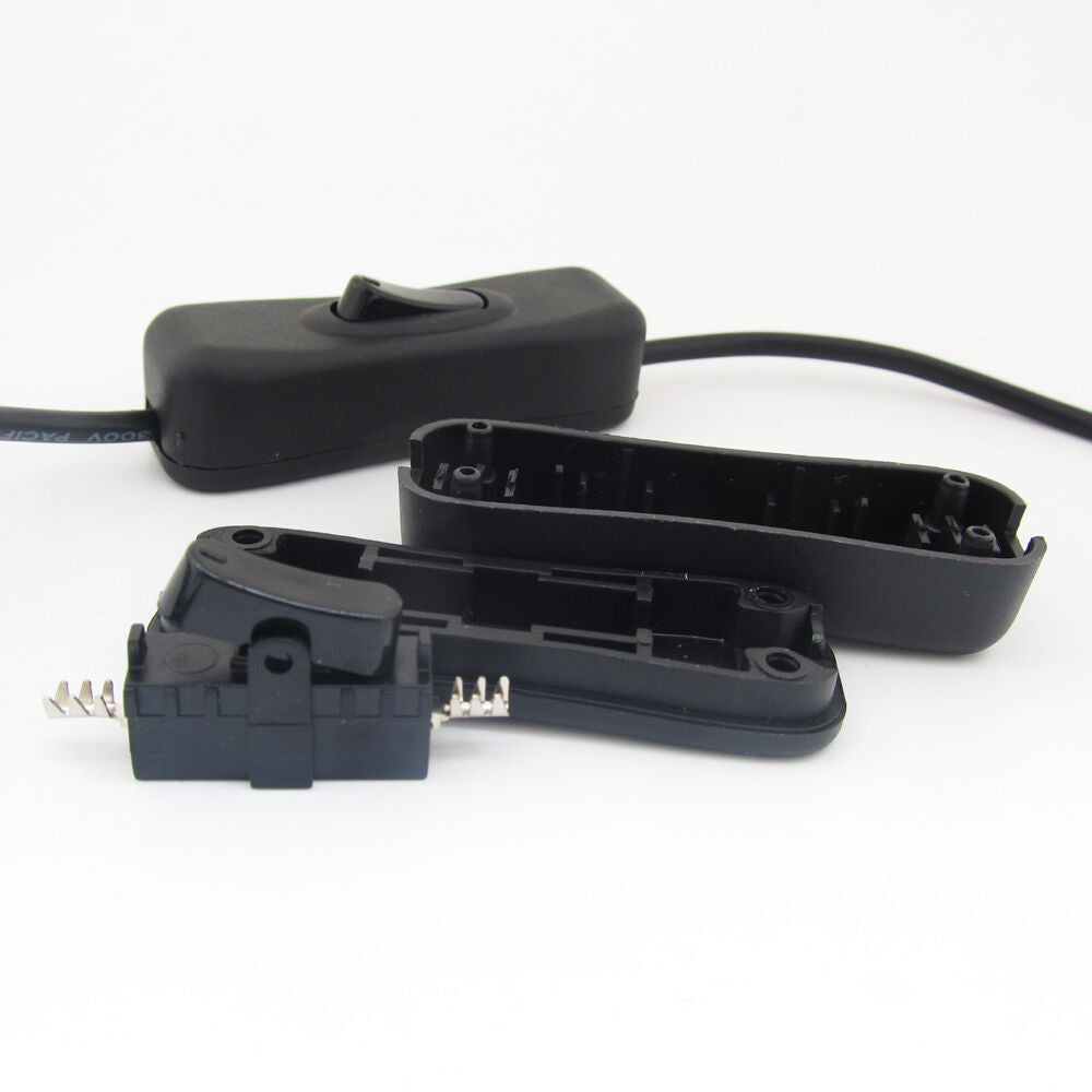 4pcs 1A 125V / 2A 250V Black Plastic ON/OFF Buttom In-Line Cord Wire Switch
