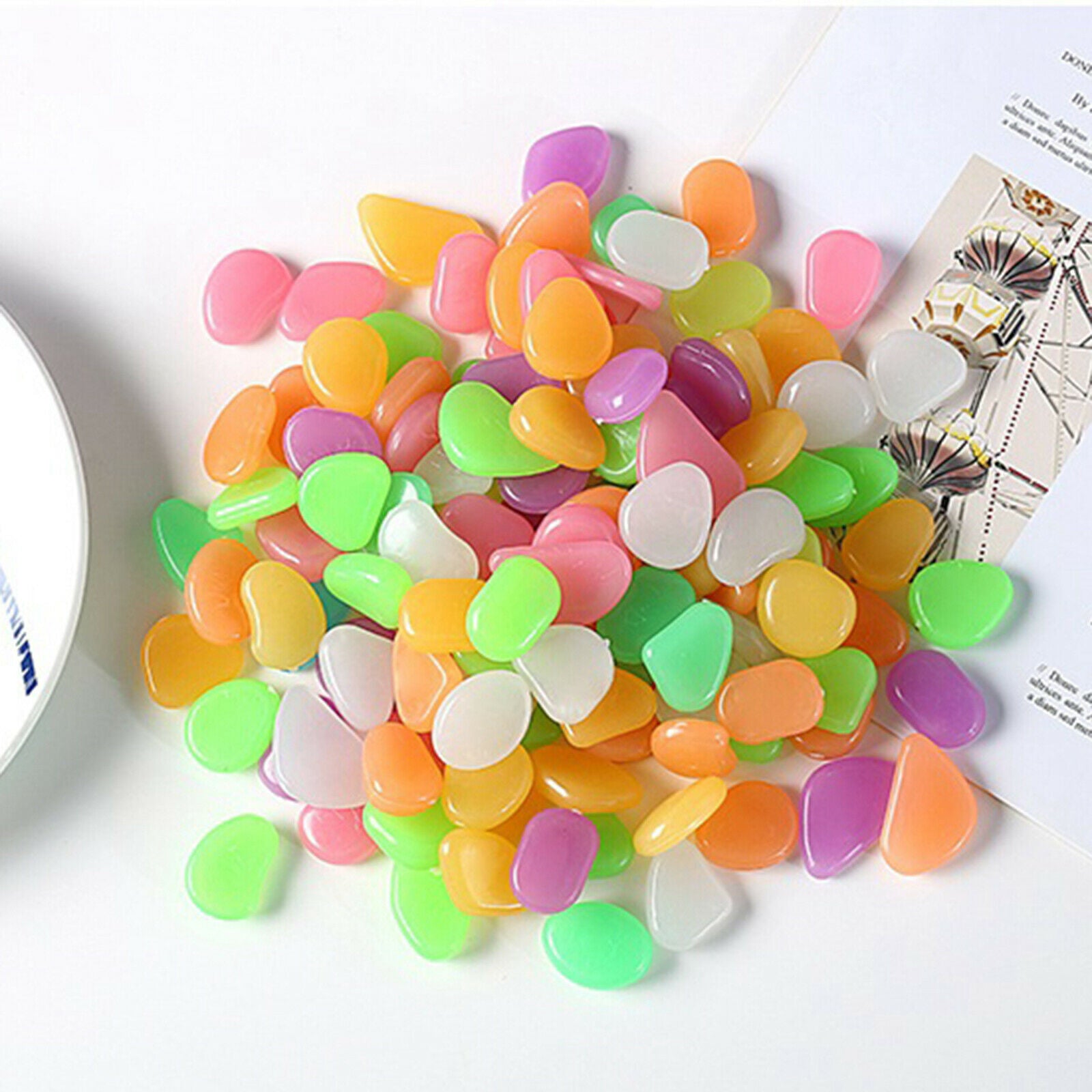 100Pcs Pebbles Stones Glow in the Dark Rocks For Garden Path Yard Ornaments