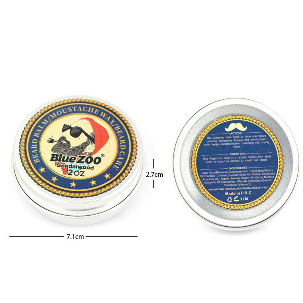 60g Beard Balm Natural Oil Conditioner Moustache Wax Men Gift 2PCS
