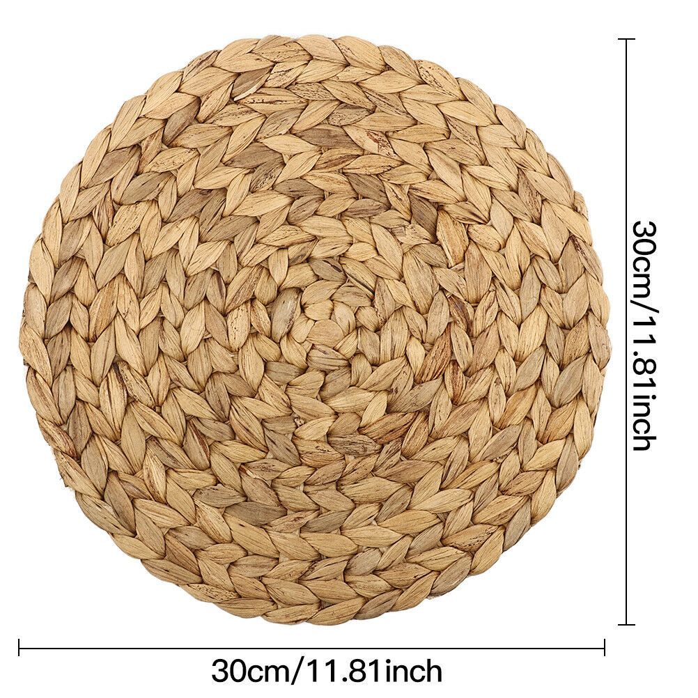 Round Woven Placemats for Table Straw Braided Placemat Heat Resistant Non-Slip