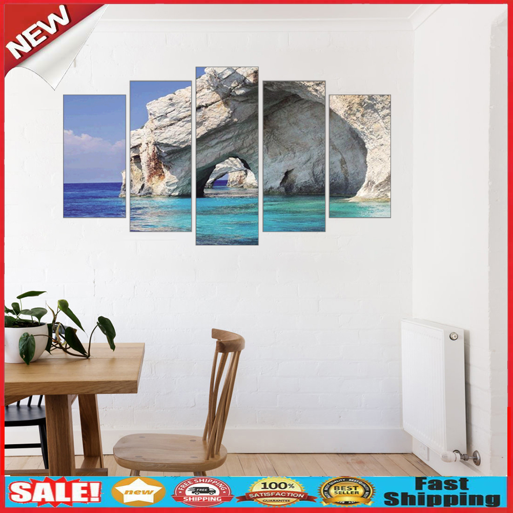 5pcs 5D DIY Full Drill Diamond Painting Seaside Cross Stitch Kit Home Decor @