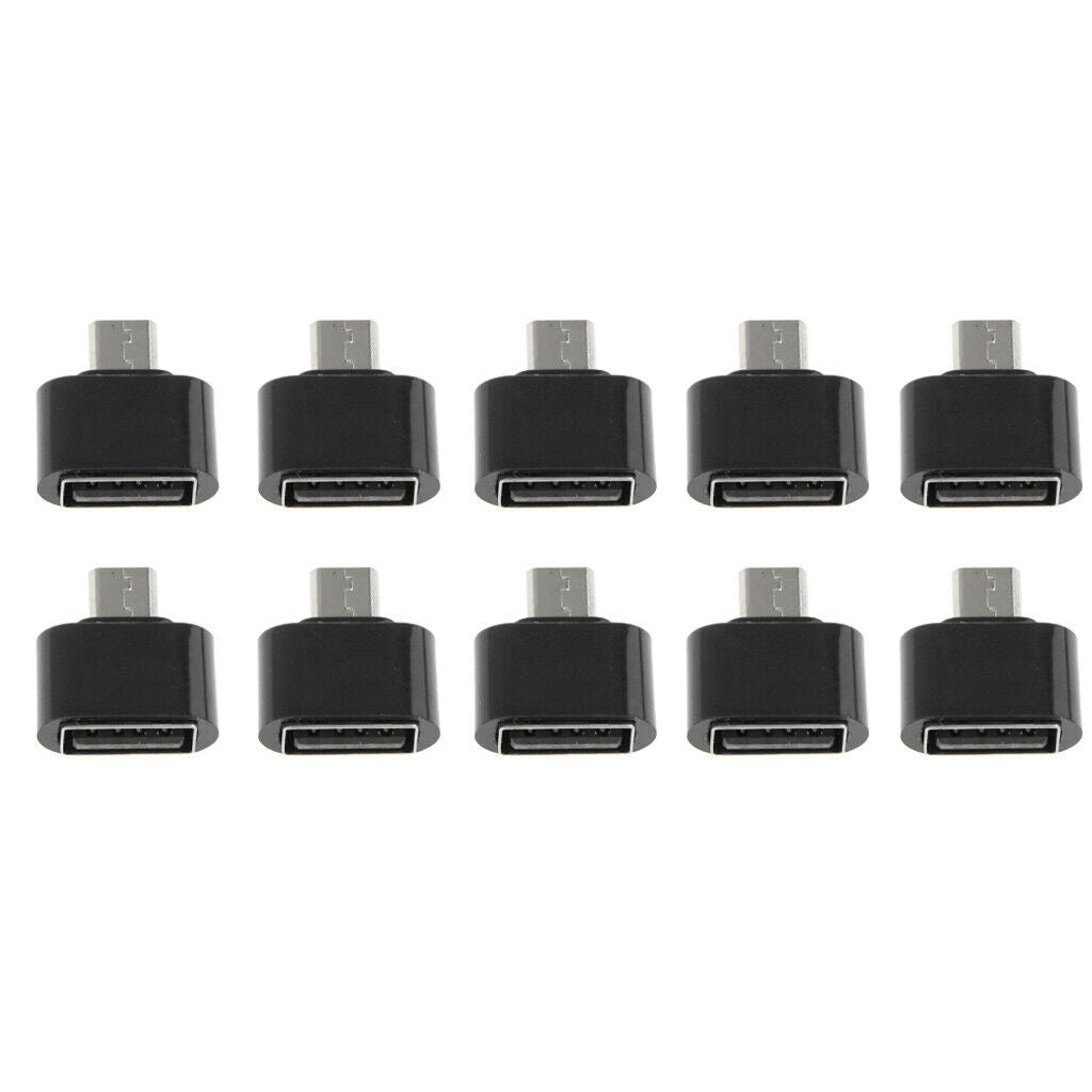 10pcs Micro USB Male to USB 2.0 Female Adapter OTG Converter For Android Black
