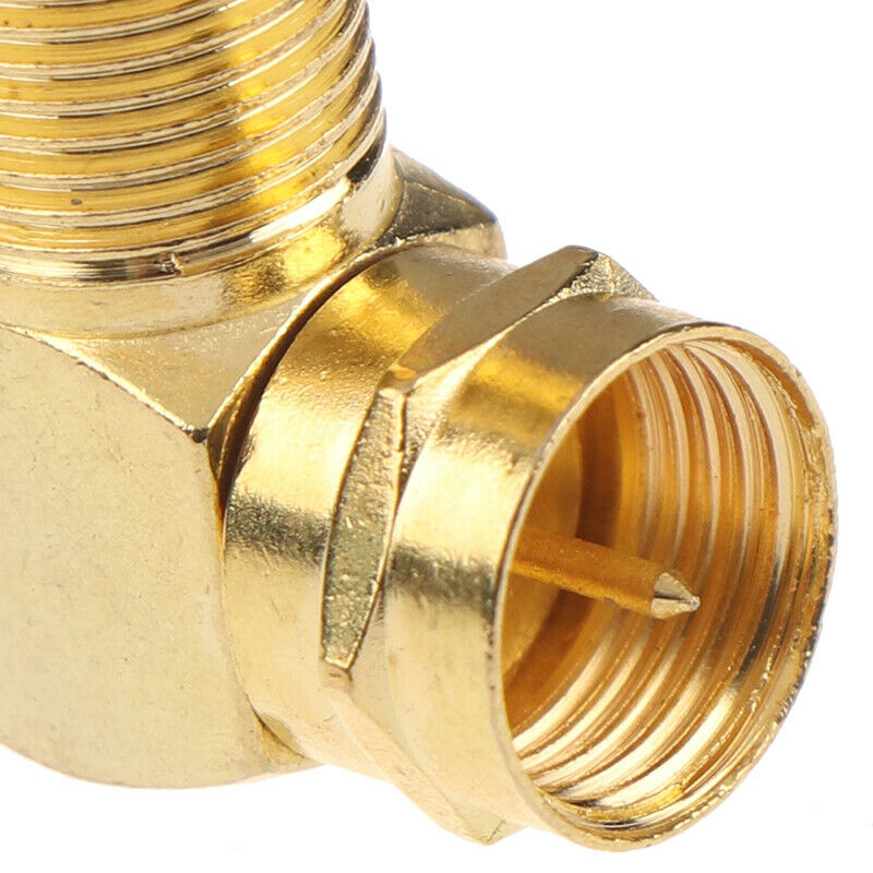 1Pc Copper F Male Plug to F Female Jack Right Angle Adapter 90 Degree Coa.l8