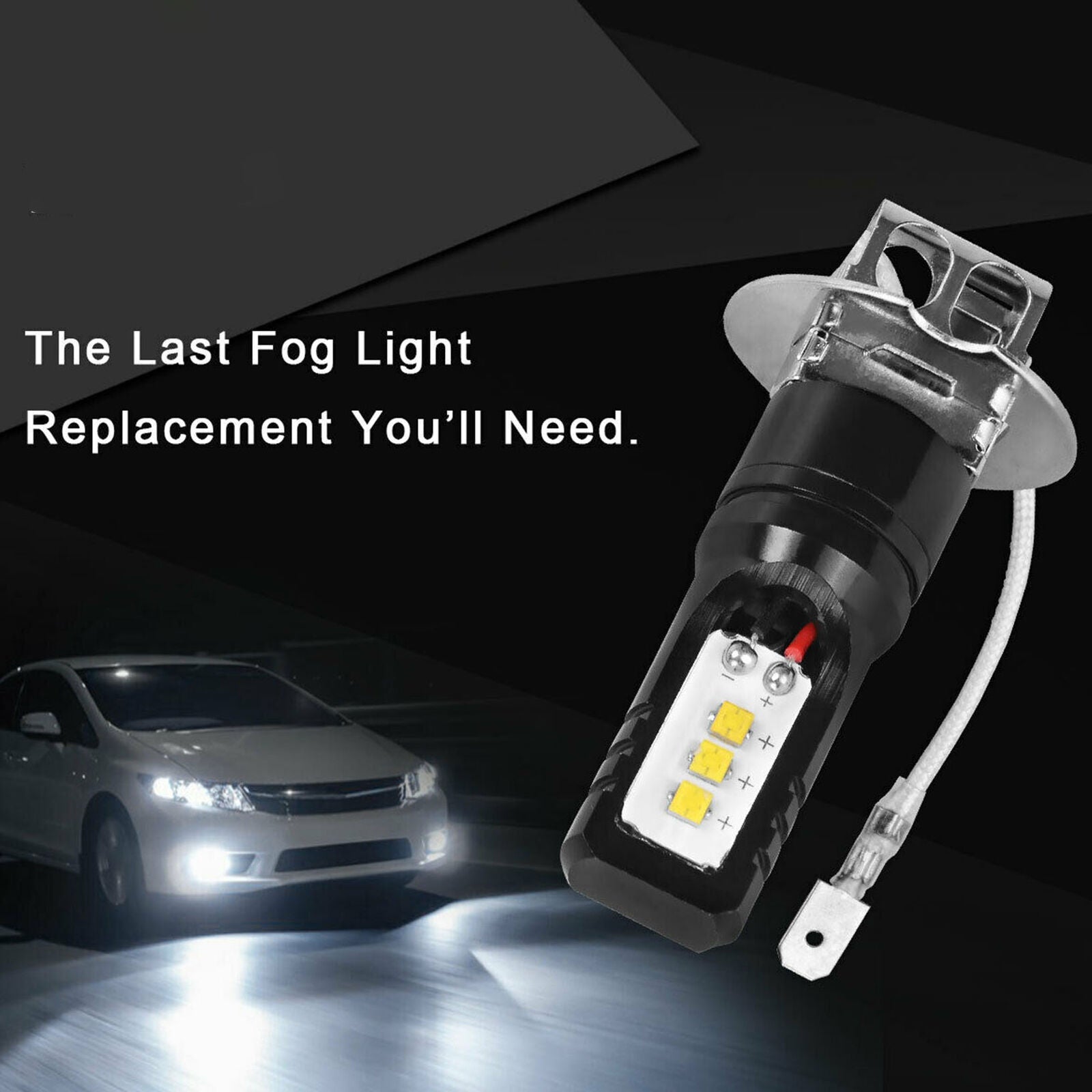 2X AUXITO CSP H3 LED 160W HEADLIGHT FOG DRIVING DRL LIGHT BULB LAMP GLOBE 6000K