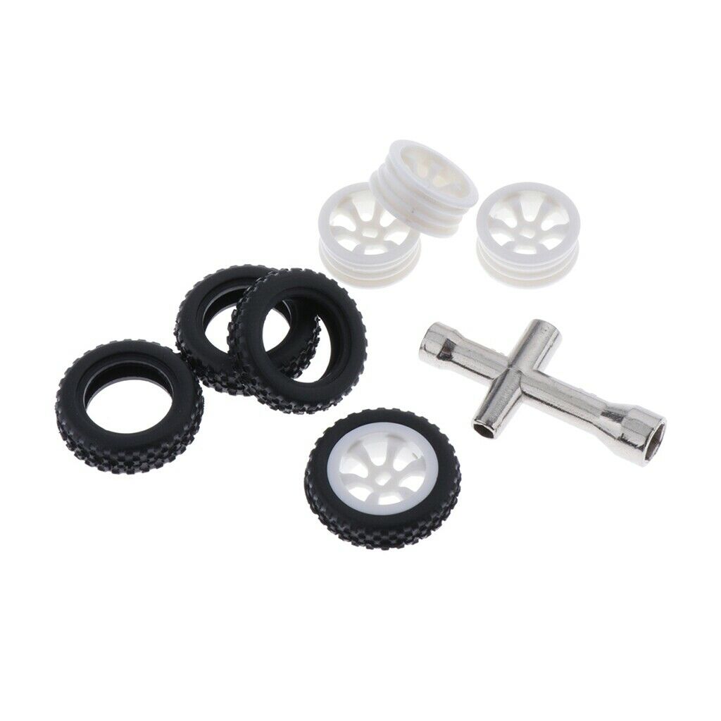 4 Sets 1:28 RC Rock Crawler Rubber Tires & Plastic Wheel Rim For Wltoys K989