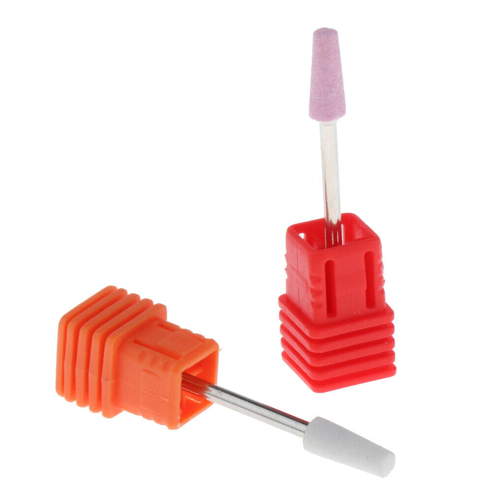 2x Nail Art Drill Bit Set 3/32'' Flat Top Polishing Barrel Head DIY Bits