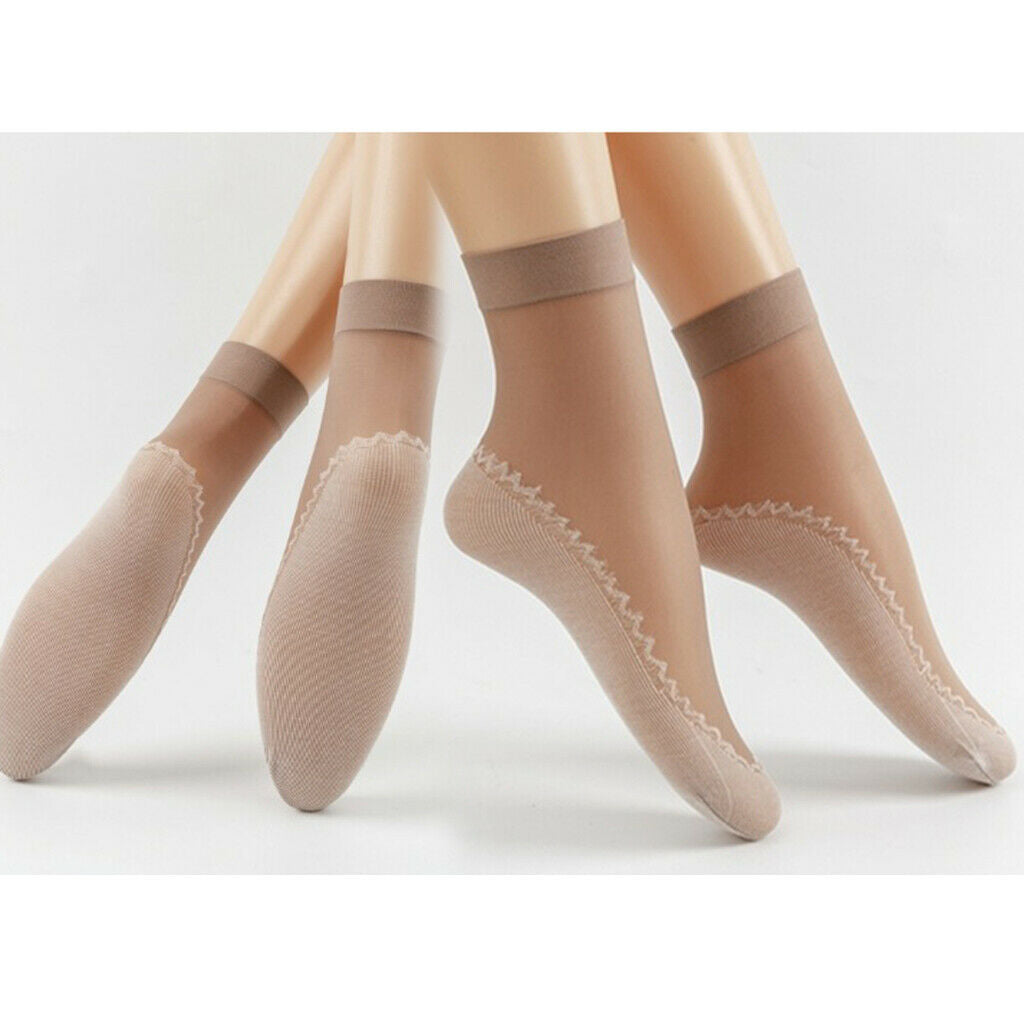 40x Lady Nylon Silk Summer Socks Lace Cotton Bottom Non-Slip Short Socks