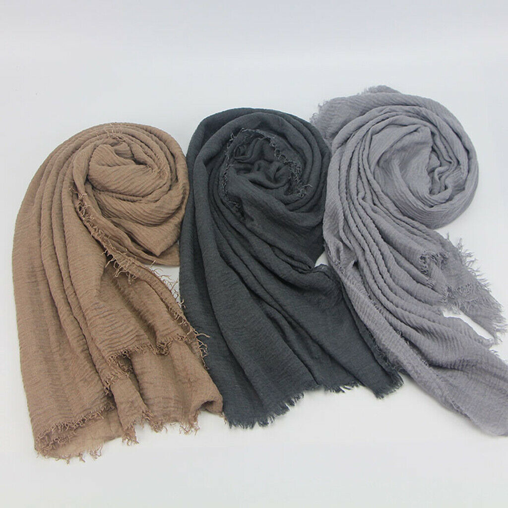 7 Pcs Stylish Long Scarf Solid Hijab Jewish Turban Head Scarf Neck Wrap