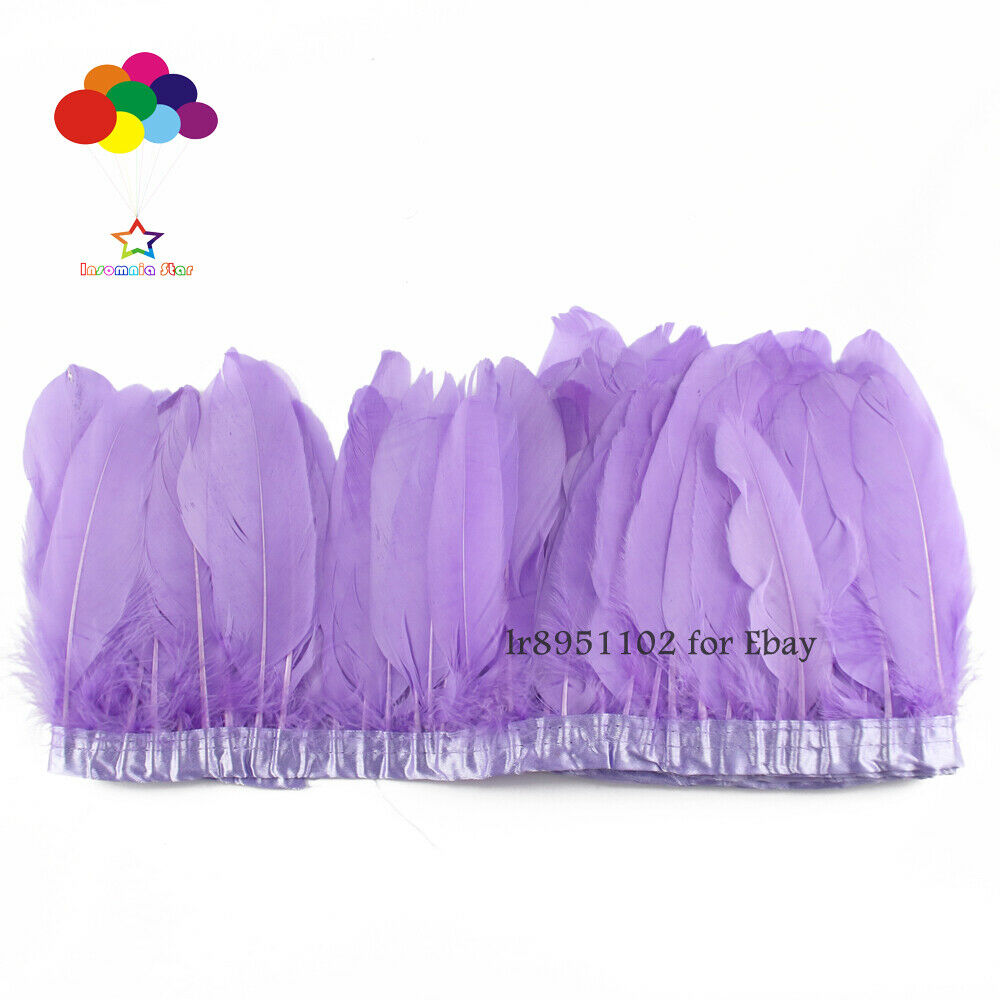 2 meter 15-20cm Goose Feather Wedding Lilac Dresses Decoration Skirt Party