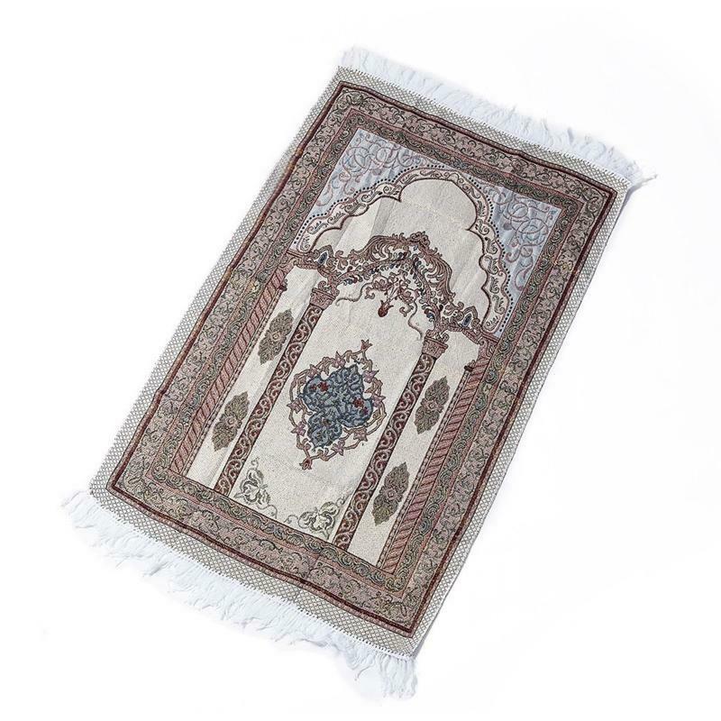 Muslim Cotton Prayer Mat Floral Pillar Patterns Carpet Blanket Rug with Tassel