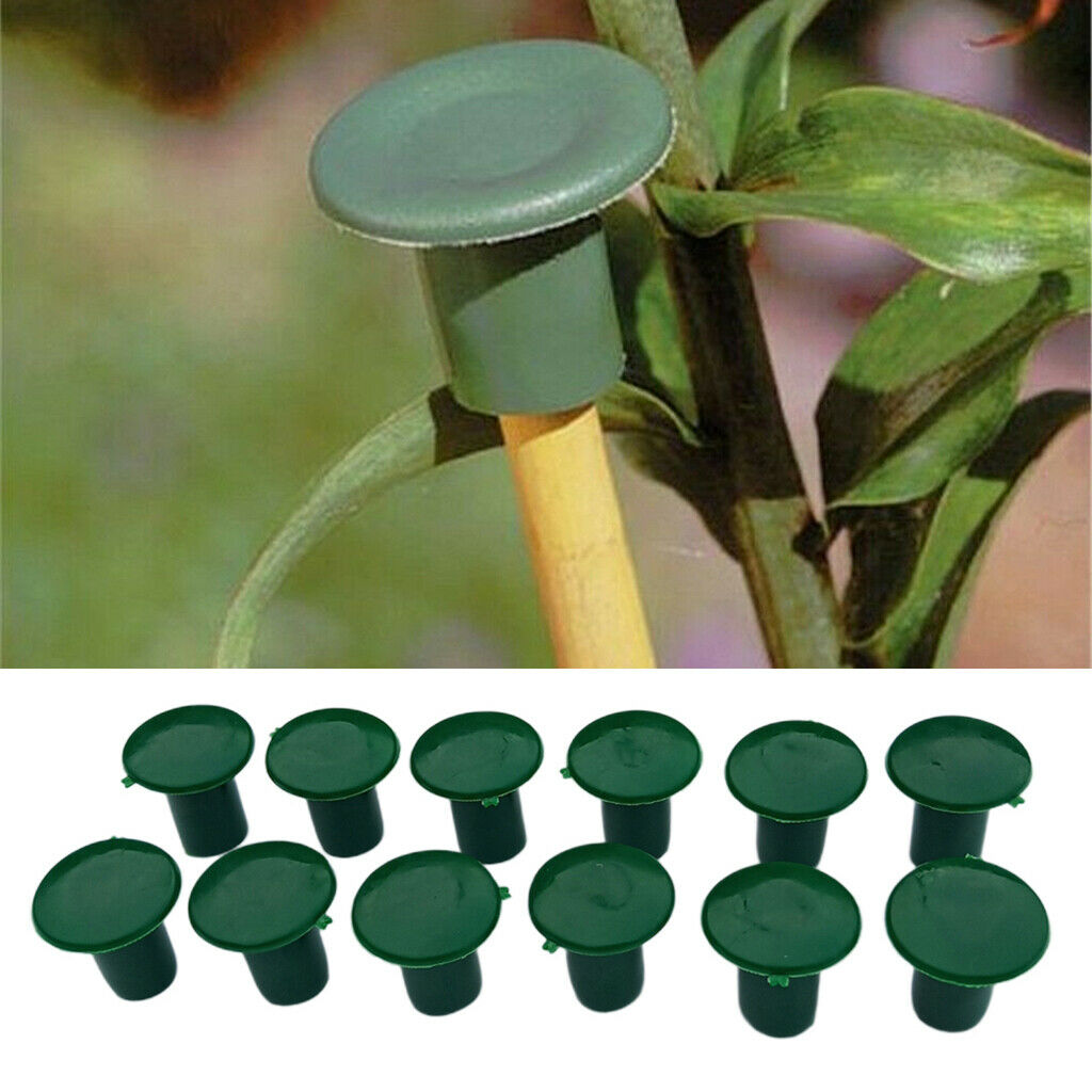 12x Green Plastic Cane End Caps Garden Cane Caps Bamboo Protectors 3cm