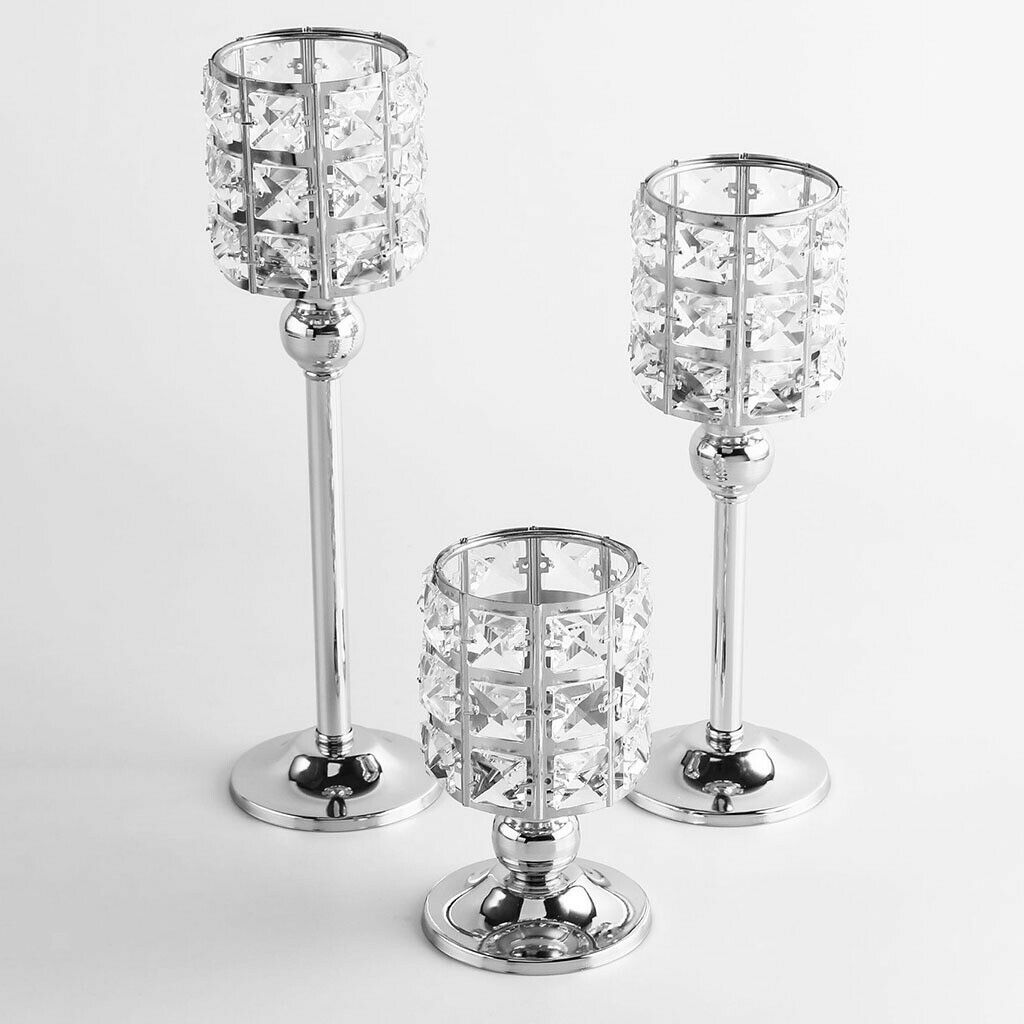 Crystal Candle Holder Candelabra Party Centerpiece Candlestick Home Decor S