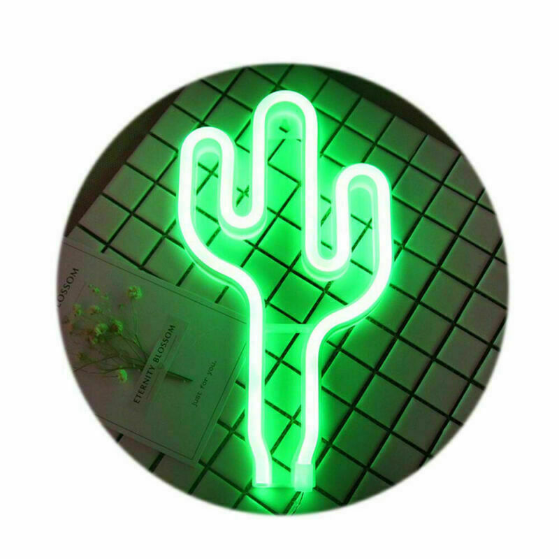LED Cactus Neon Light Signs Wall Lamps Battery USB Operated for Kids Room Decor